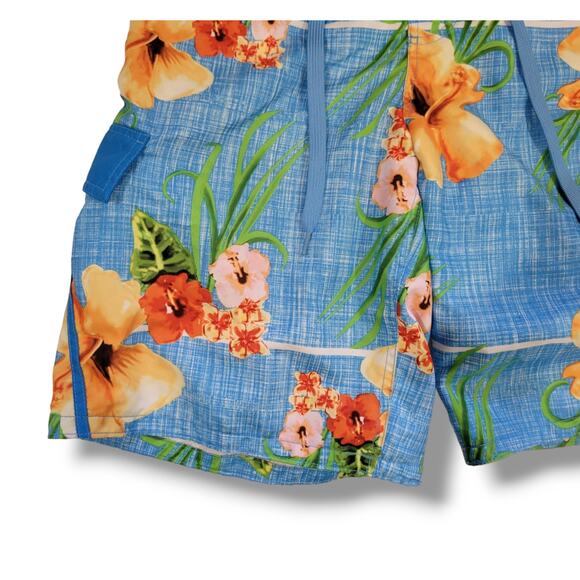 OP Ocean Pacific Men’s Blue Tropical Floral Swim Trunks - Medium - Picture 5 of 9